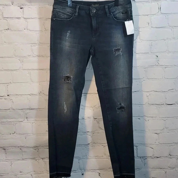 Mavi Denim - MAVI Blue Jeans ADRIANA Ankle Mid Rise Super Skinny Distressed Raw Hem Size 27